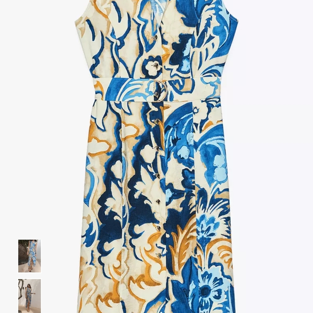 Zara High Low Dress in Blue and Gold Floral - Picture 5 of 10
